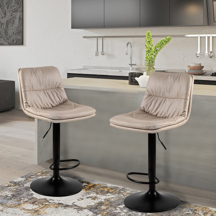 Oliver MidCentury Modern Grey Bar Stool Chairs Set Of 2